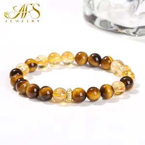 AFS Jewelry Wealth & Courage Bracelet Handmade Citrine and Tiger‘s Eye Energy Jewelry for Abundance & Confidence Two Unique Boho Styles Gift for Her