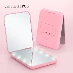 LED Compact Travel Makeup Mirror with Light, 1x/2x Magnifying, Double-Sided, Portable, Foldable, Handheld, Small with Light Mirror, Can Be Placed in Wallet, Suitable as a Gift, Lighted Makeup Mirror, Folding Makeup Mirror