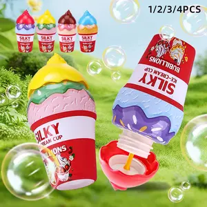 Magic Ice Cream Bubble Cup, Leak-Proof Upside Down, Smooth Bubble Liquid, Continuous Bubbling for 10+ Minutes, Kids' Outdoor Toy, Best Gift for Boys Girls Aged 3+