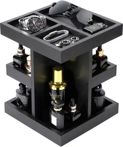 EXIN DECHEN Cologne Organizer for Men,Cologne Stand,3 Tier Wooden Perfume Shelf with Rotate,Desk Organizer,Gift for Dad from Wife,Husband Boyfriend Birthday Gift Ideas,Fathers Day Gift for Men