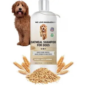 5-in-1 Premium Oatmeal Shampoo for Dogs, Gentle for Itchy & Sensitive Skin, Provides Itch Relief, Hypoallergenic & Soothing for Dry Skin, Moisturizing Anti-Itch, Made in USA, 16 oz [We Love Doodles]