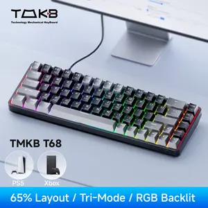 [Clearance Sale] TMKB /Dierya T68/DK68 60% Wireless Mechanical Gaming Keyboard, 3 Modes Bluetooth/2.4GHz/USB-C with Red Linear Switch, RGB Backlit, Anti-Ghosting, 68-Key Compact mini keyboard for Windows/macOS/Linux/PS4/PS5/Xbox