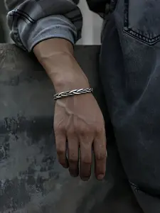 Vintage Braided Open Bracelet, Perfect for Parties, Fashionable Gift, Stainless Steel, Fade-Resistant, Luxury Style, Versatile Accessory