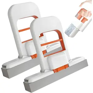 Mini Foldable Desktop Mop – Portable Self-Squeezing Handheld Sponge Mop for Wet & Dry Use on Kitchen Countertops, Glass, Bathroom & Car Interior (Orange)