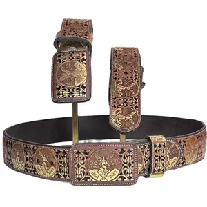 Cinto Charra Sincelado Belt with Leather Strap and Metal Buckle, 2 Pulgadas Ancho, Versatile for Snacking and Gum, Durable Design