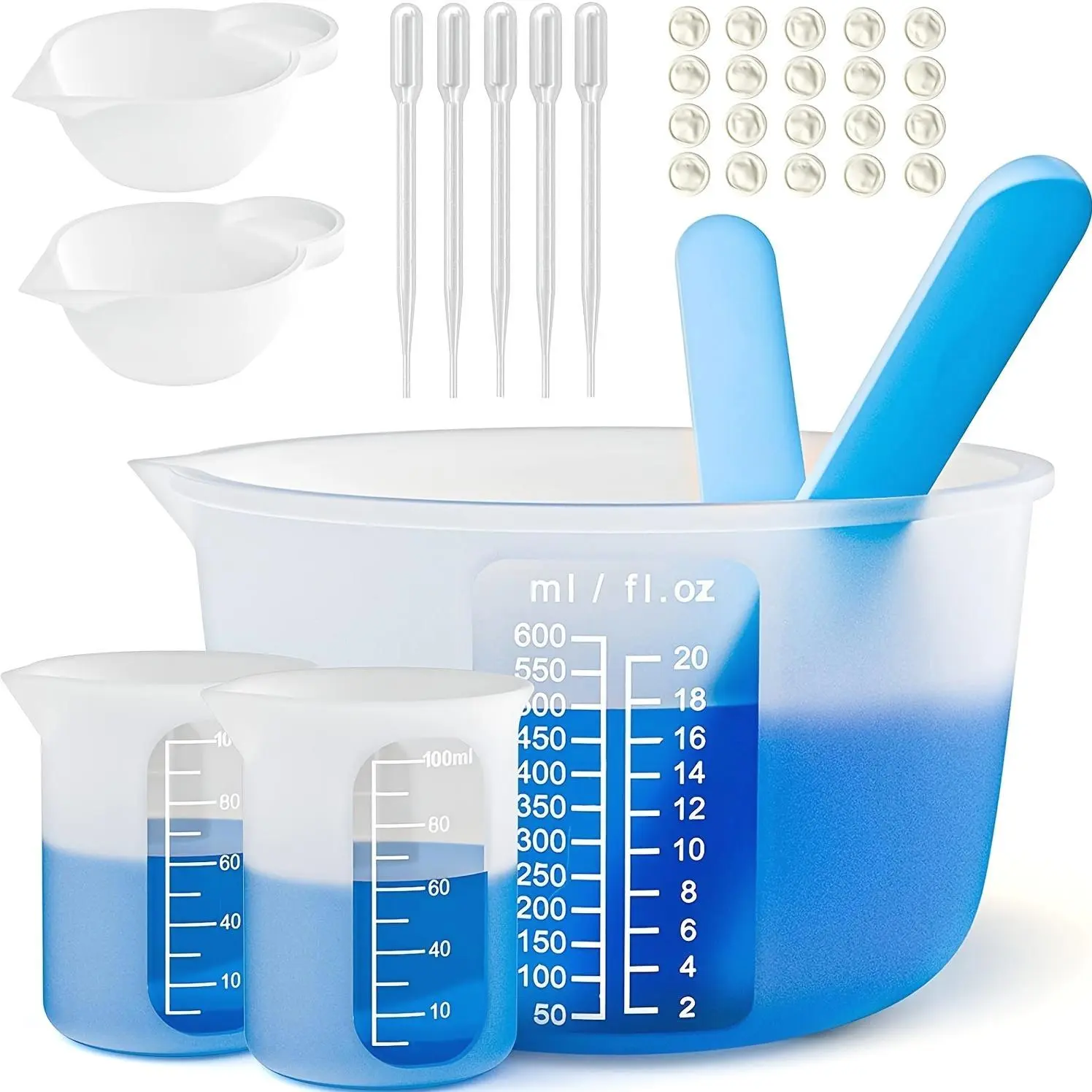1set Silicone Resin Measuring Cup Kit - Kitchen Measuring Utensils for Hand Craft DIY Slime, DIY Crafts Projects, Slime Accessories