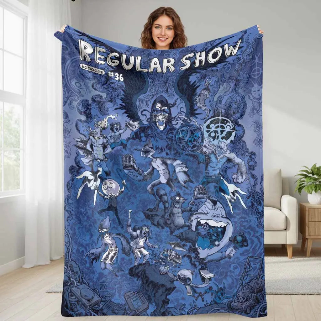Regular Show Mordecai and Rigby Graphic Print Flannel Throw Blanket - Super Soft, Cozy, Lightweight, Warm, Hypoallergenic Decorative Soft Blanket by Summerwins, Ideal for Living Room Couch, Perfect Fan Birthday Gift, Soft Blankets