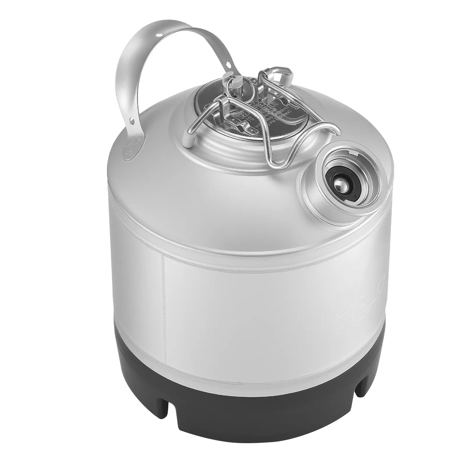 Cleaning Keg, 1.75 Gallon/6.5L Keg Line Cleaning Kit with D Coupler Connection & Rubber Base, Beer Lines Cleaner Used for Beer Line Cleaning, 304Stainless Steel Kegerator Beers Lines Cleaner Kit Drinkware Jugs Pour Serving
