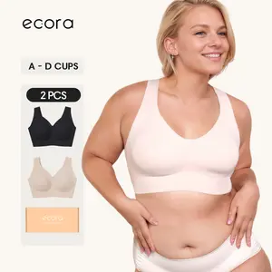 [2PCS] ecora | 24H Comfort Free Size Seamless Bra, Wireless Push-up bra, Women Lingerie, Womenswear Lady, Bra for women Underwear Bridal Basic Minimalist