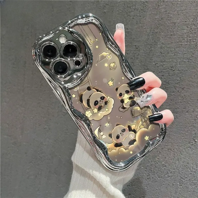 Star Panda Phone Case for use with iphone 17 air 16 pro max 15 plus 14 pro 13/12/11 X/XS XSMAX kawaii critter Romantic Satisfying Chinoiserie phone cases latest viral phone case Electroplated