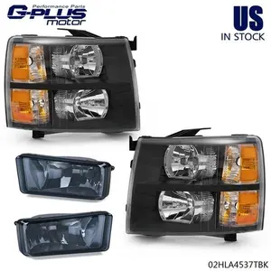Fit For 07-13 Silverado Crystal Headlights +Smoke Fog Lamps Left+Right 1Pair