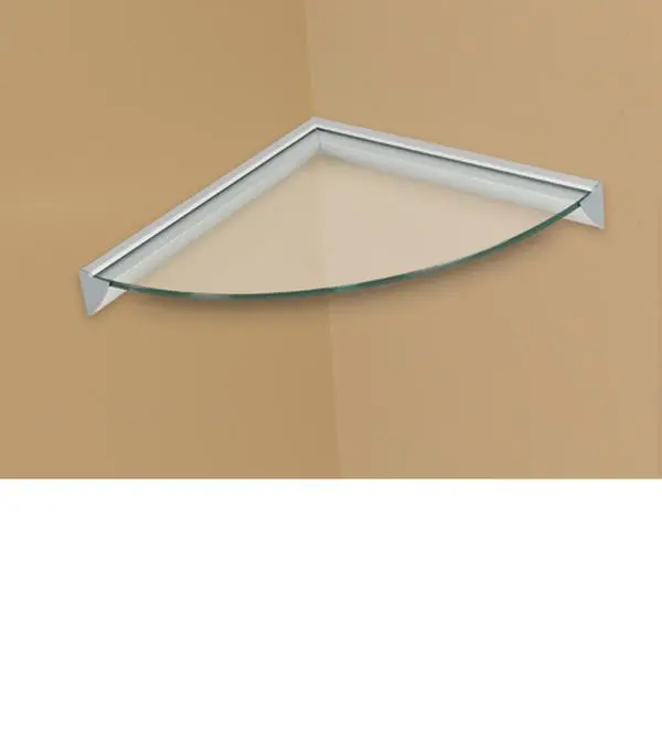 212 MAIN Amore Designs 12x12 in Glass Corner Shelf Kit, Wall-Mount Corner Bracket & Fastener Included, Space-Saving Commercial Office Furniture Shelf