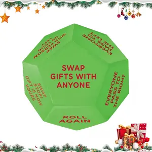 Christmas Gift Exchange Dice, 1 Count 12 Different Sides Gift Exchange Game, Durable Party Game Dice for Family Party, Fun Games Party Activities Supplies, Polyhedral Dice