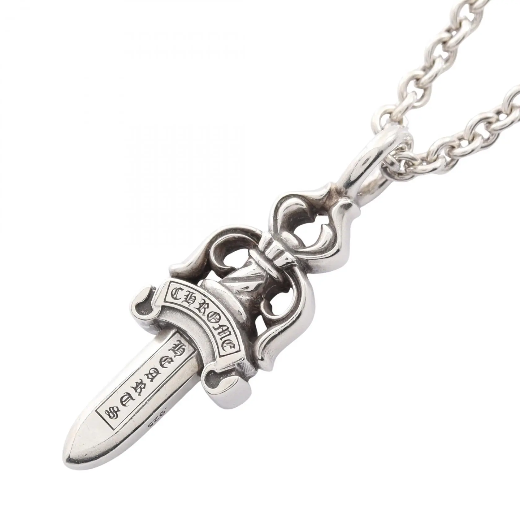 Pre-owned Chrome Hearts Sterling Silver 925 (Ag925) Small Leather Goods Dagger Silver925 Necklace