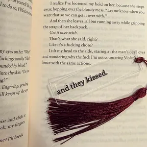 And They Kissed Mini Acrylic Bookmark with Elegant Tassel for Book Lovers