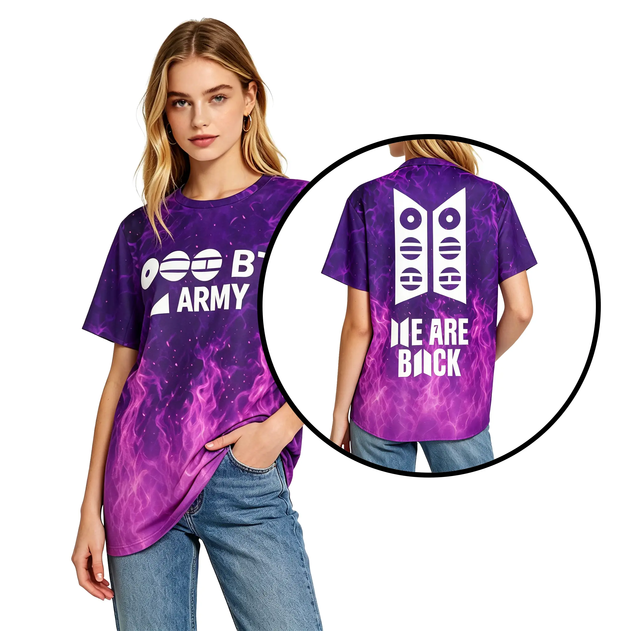 Kpop ARMY We Are Back Purple Flame T-Shirt,Bangtan Style Tank Featuring JIN 92 SUGA 93 RAP MONSTER 94 J-HOPE 94 JIMIN 95 V 95 JUNG KOOK 97, Athletic Tee Concert Outfit Men Women