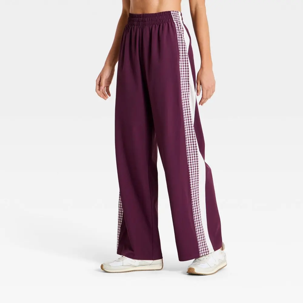 Women's Woven High-Rise Gingham Track Pants - All In Motion