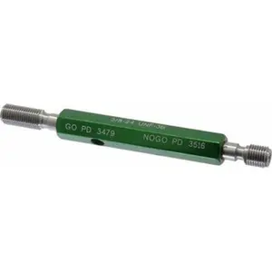 GF Gage Plug Thread Gage with Handle, 3/8-24 Thread, 3B Class, Double End Go & No Go, 0.3479" Go Pitch Dia, 0.3516" No Go Pitch Dia, All Seasons Measuring Tool W0375243BS
