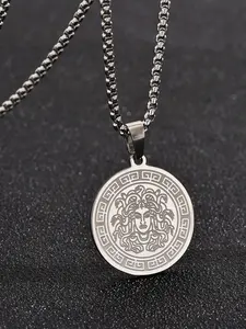 Vintage Medusa Pendant Necklace for Men, Stainless Steel Greek Mythology Jewelry, Unique Hip-Hop Accessory, Trendy Fashion Gift