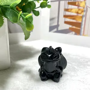 IG Crystal 3 Counts 5cm Height Black Obsidian Stitch Crystal Carving Healing Stones Natural Stone Chakra Balancing Reiki Home Office Decor