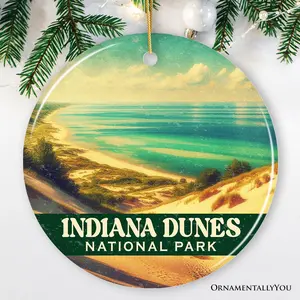 Indiana Dunes National Park Ornament, Lake Michigan Coastal Landscape Christmas Keepsake and Travel Souvenir