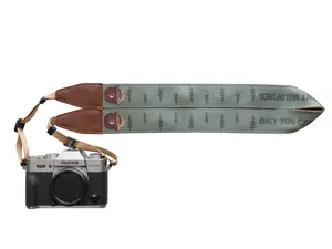 Smokey Bear Camera Strap - Leather ends, Suede backing, Adjustable, Compatible Connection for DSLR, Mirrorless, Film, Photographer Accessory