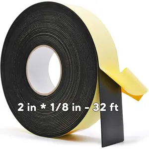 Neoprene Weather Stripping -2" W x 1/8" T- Self Adhesive  Rubber Seal Strip Tape for Sliding Door Window Insulation