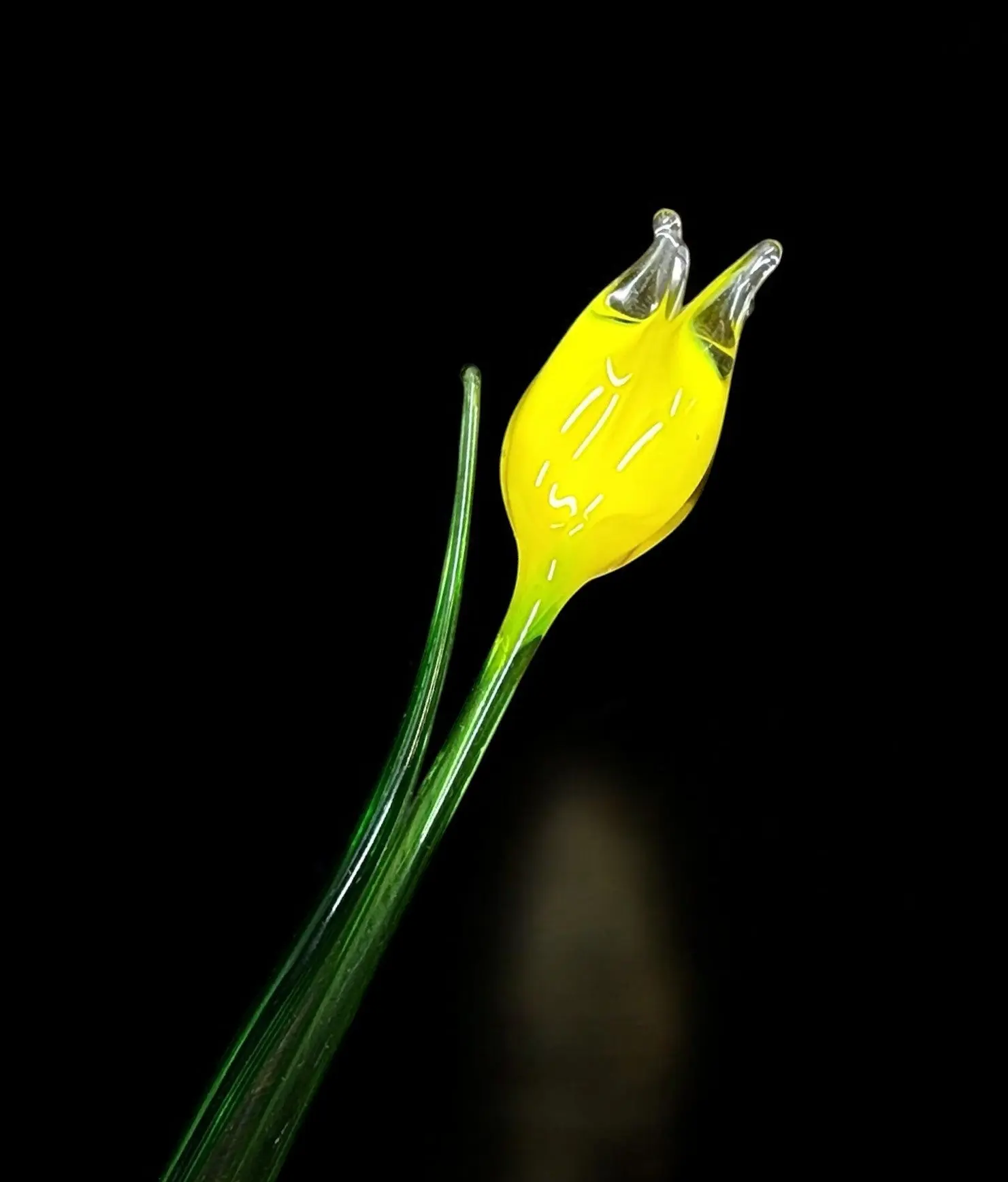 Yellow Glass Tulip, Handcrafted Glass Flower, Hand Made In Ukraine Using Murano Quality Glass, Great Gift For Flower Lovers, 12 Inch Tulip