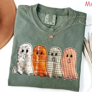 Comfort Colors® Patchwork Ghost Shirt, Cute Spooky Season Halloween Tee 4LU