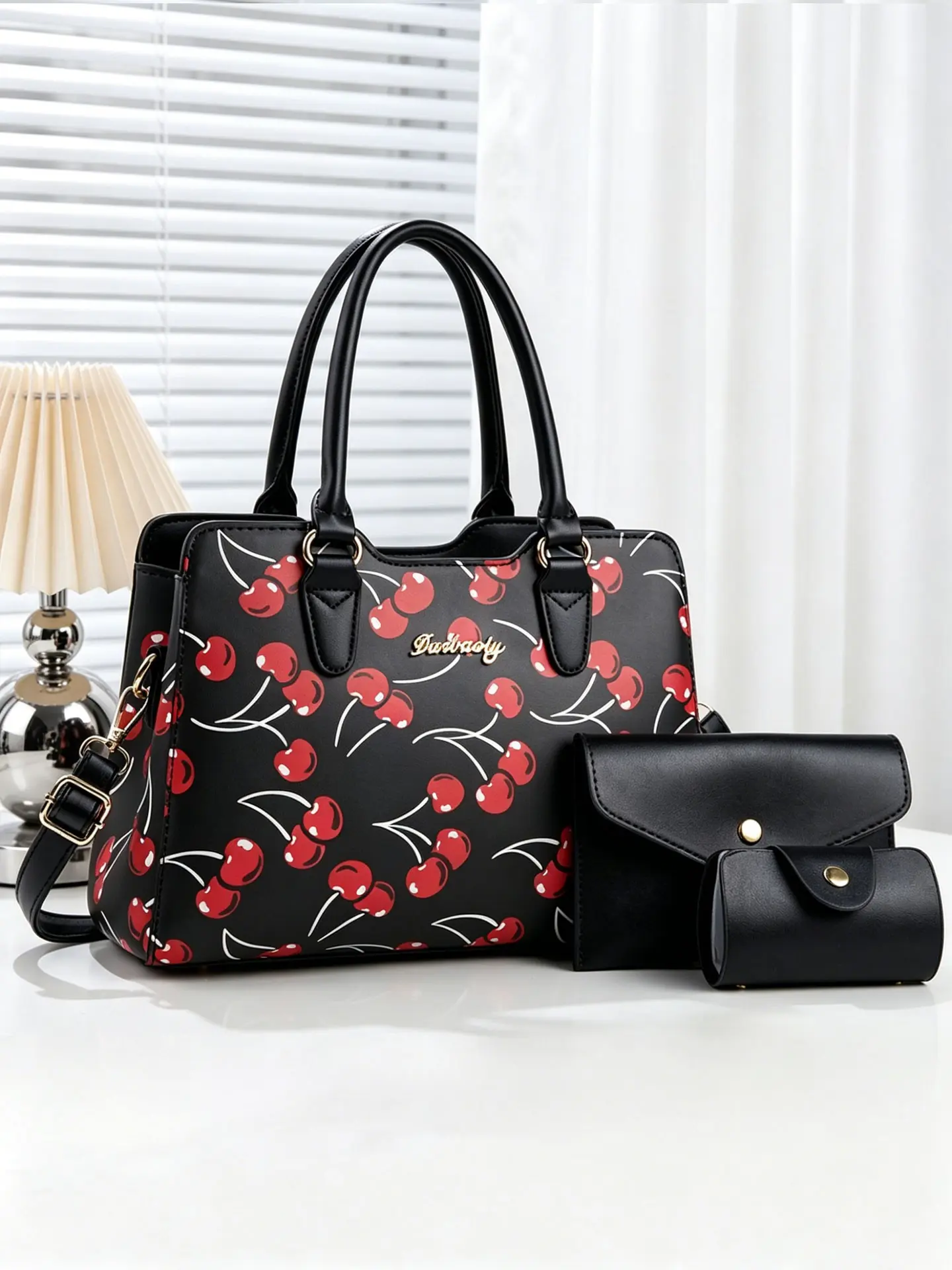 3-piece set cherry blossom printed women's handbags, large-capacity crossbody bags available in multiple colors, practical ladies bags suitable for daily shopping, work and dates, perfect gifts for others