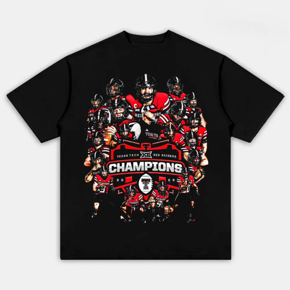 TEXAS TECH “BIG 12 CHAMPS” Football Adult and Youth T-Shirt Sweatshirt, Texas tech champions shirt, graphic t-shirts, Red #Raiderrr merch, Game Day Shirt, Texas Tech Football Tee, men's clothing clothes merch, Streetwear, Gift For Him & Her