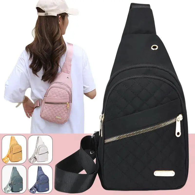 Solid Color Quilted Design Fanny Pack,Casual Large Capacity Zipper Chest Belt Chest bag with Matching Multiple Pockets for Daily Use,Ideal Gift for Mo