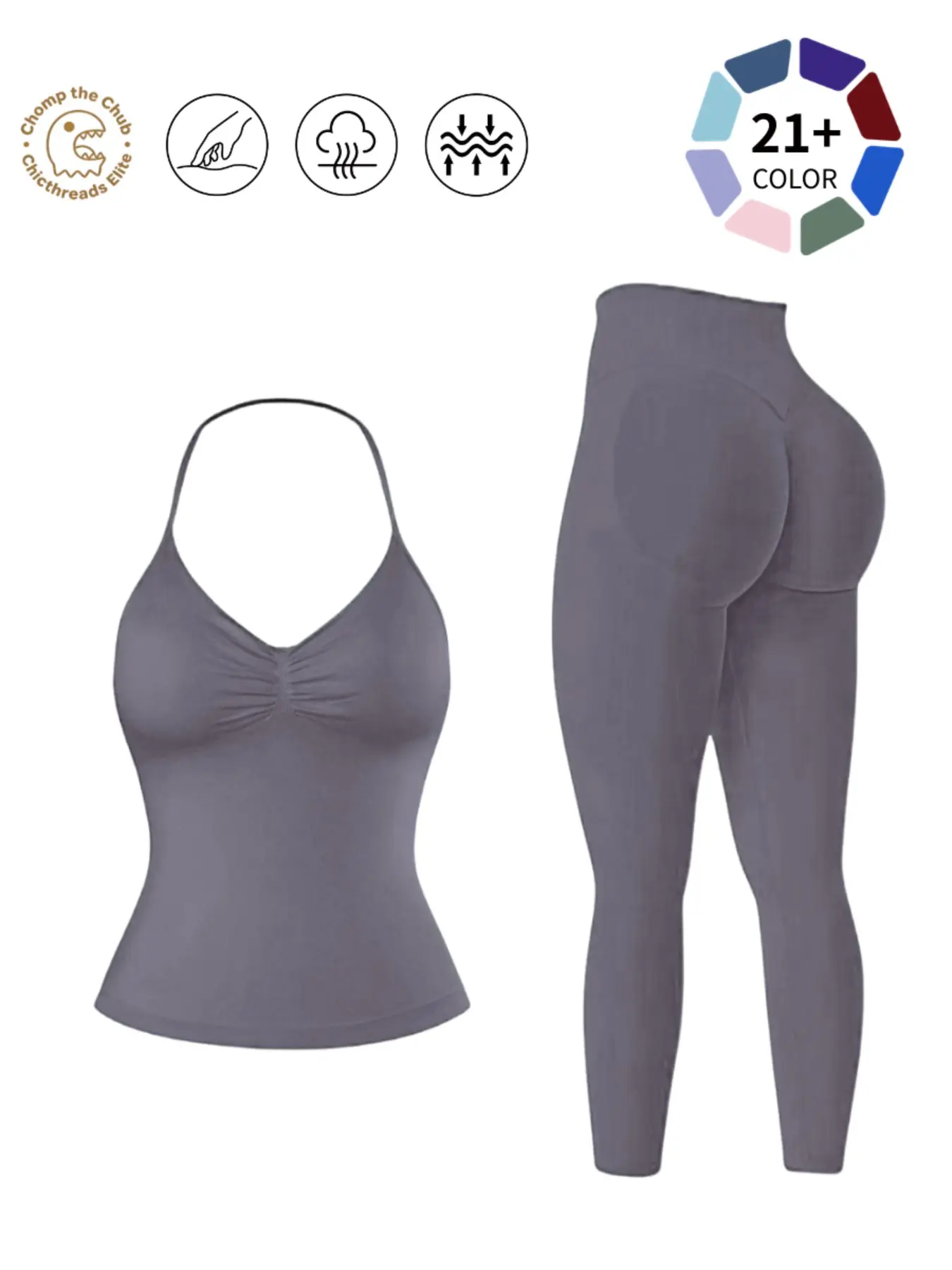 Women's Sporty Backless Sports Bra Tank Top + High Waist Leggings Set, Detachable Padding, Gym Outdoor Running Yoga Wear, Activewear Workout, Workout Sets