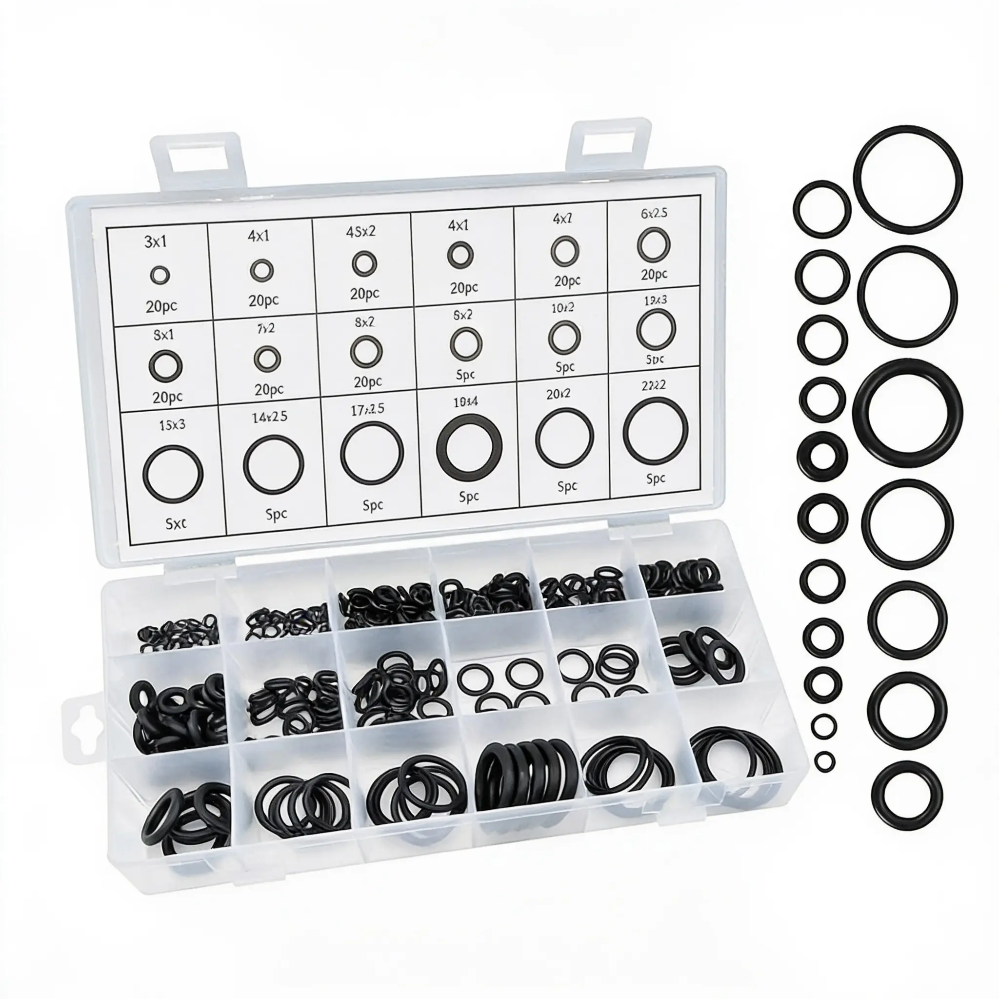 225-Piece Universal Rubber O-Ring Assortment Kit - Plumbing, Automotive Seal Gaskets for Tap Valves, Pump Parts