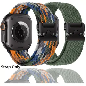 Nylon Elastic Braided Solo Loop Stretchy Straps Sport Wristbands, Smart Watch Accessories, For Apple Watch Band 44mm 45Mm 49mm 40mm 41mm Ultra 1-3 Adjustable Elasticity Sports Bracelet Compatible IWatch Series 11 10 9 8 7 6 5 4 3 2 1 SE Strap