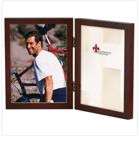 Lawrence Frames 755646D Lawrence Frames 4x6 Hinged Double Walnut Wood Picture Frame - Gallery Collection