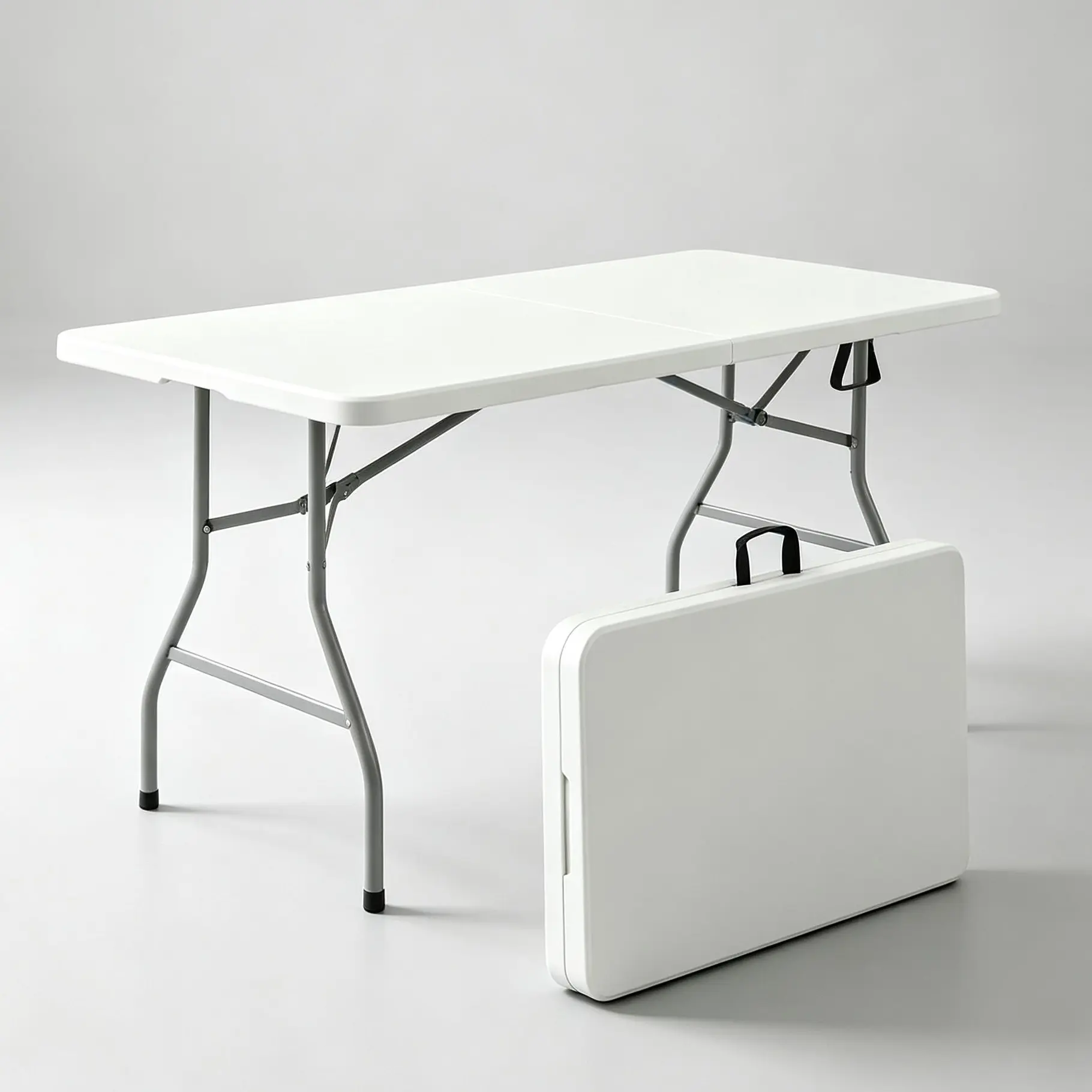 6FT White Folding Table – Heavy Duty Plastic Portable Desk, Foldable Camping Picnic Table for Patio, Filding Table,Durable Lightweight Utility Table only