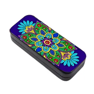 5D DIY Diamond Painting Glasses Case Kit, Blue Mandala Pattern Rhinestone Eyeglass Storage Box, Hard Shell Sunglasses Holder Craft Gift for Women Girls