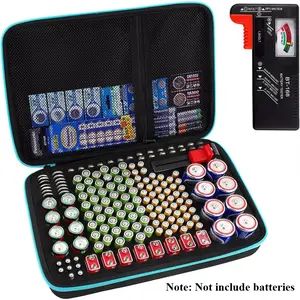 Battery Organizer Storage Case Box with Tester Checker, 220+ Batteries Holder Bag fits for AA AAA AAAA 9V C D Lithium 3V LR44 1.5V CR1632 CR2032 Home Garage Container, Durable Reinforced Organizer