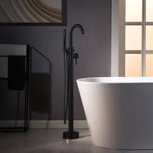 Freestanding Faucet,High Flow Rate,Floor Mount Tub Filler,Single Handle,with Hand shower