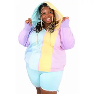 Autumn and winter wool 370G short zipper jacket, washed wax printed sports and casual hooded men's hooded sweatshirt set