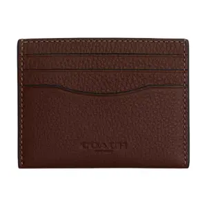 Coach Slim 10 Embossed Logo Litchi Texture Leather Cardholder for Women in Tan