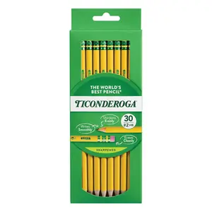 Ticonderoga 30 Count #2 HB Pre-Sharpened Pencils – Premium Wood-Cased Smooth Writing Graphite, Break Resistant, Easy Erase, Back to School Classroom & Office Essentials