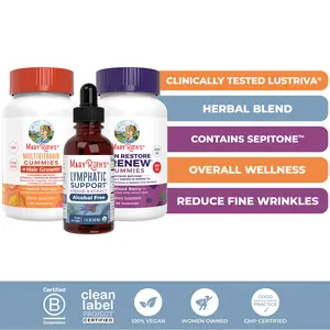 MaryRuth's Lymphatic Support & Hair Growth + Skin Renew Gummies Bundle - Lymphatic Support Herbal Blend 1 oz - Multivitamin + Hair Growth Gummies 60 ct - Skin Restore + Renew Gummies 60 ct