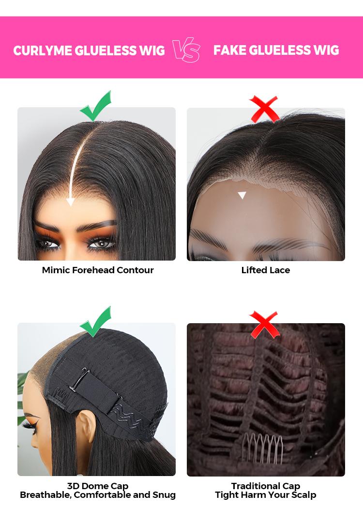 CurlyMe Wear Go 250% Density Pre-bleached 7x5 Pre-cut HD Lace Front Wig Pre-plucked - Natura Black