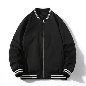 Plus Size Baseball All Seasons Solid Color Loose Fit Zippered Pockets High-Quality Polyester Fiber M to 7XL Sweater Bomber Jacket Men's Varsity Leather College Jacket