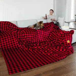 Big Blanket Co Original Stretch Red Plaid | Extra Large Plaid Blanket | 100 Square Feet | Soft, Giant Throw Blanket That Fits the Whole Family | the Biggest, Best Blanket of 2025