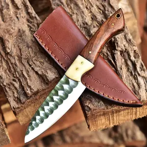 Custom Handmade Carbon Steel 1095 High Polish Blade Chef Knife Kitchen Knife Wood Camel Bone Handle
