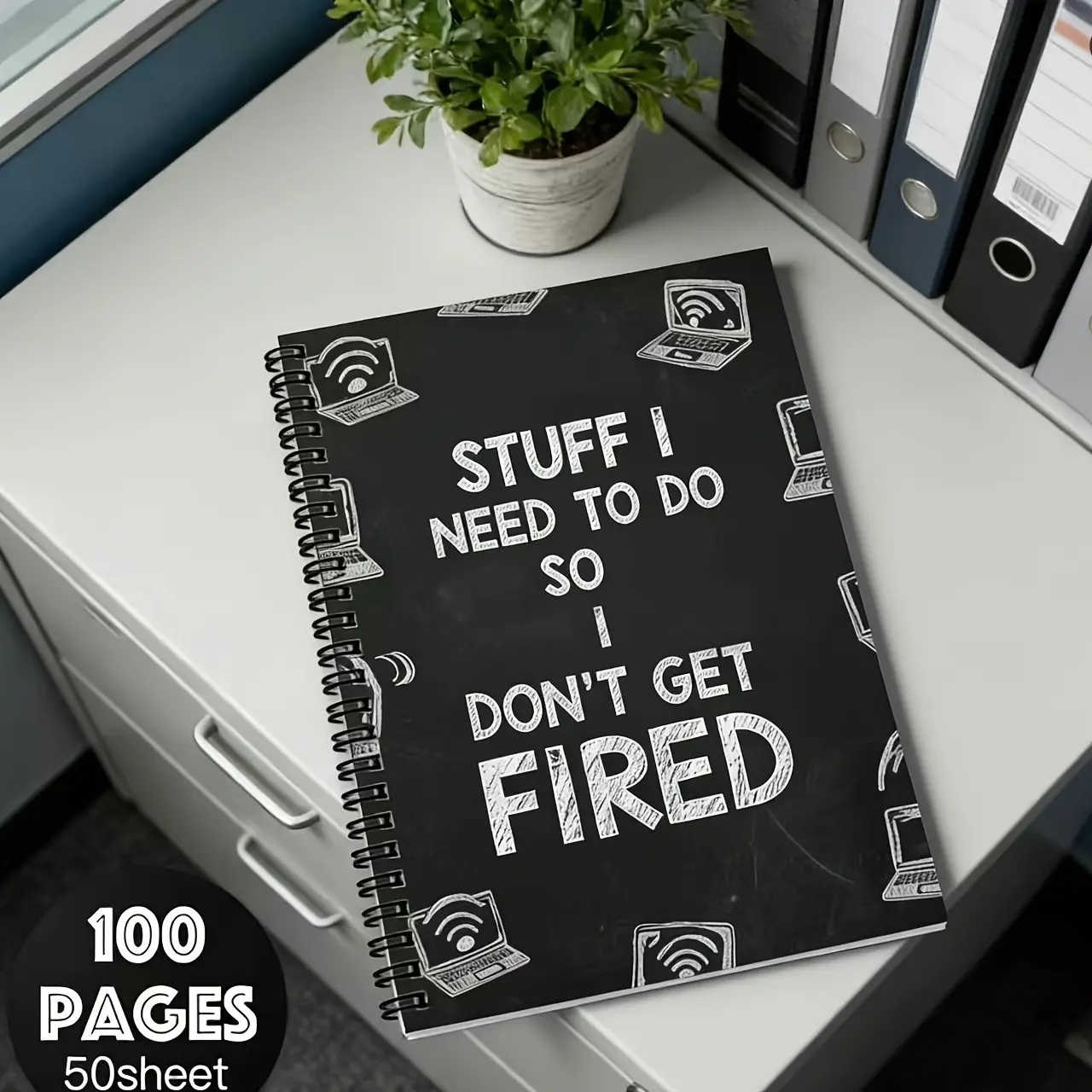 Fun Office Notebook, Funny Notepads, Funny Notebooks - What I Do to Avoid Being Fired Spiral Diary with Workplace Humor, Product Efficiency Planner, Self Improvement Journal, For Workplace, Home - Gift for Colleagues, To Do List Notepad
