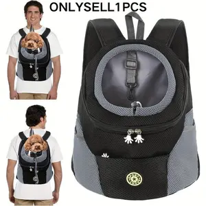 Breathable Mesh Dog Backpack, Adjustable Shoulder Strap & Safety Belt & Side Bag, Comfortable Pet Travel Bag, Suitable for Small Dogs & Cats